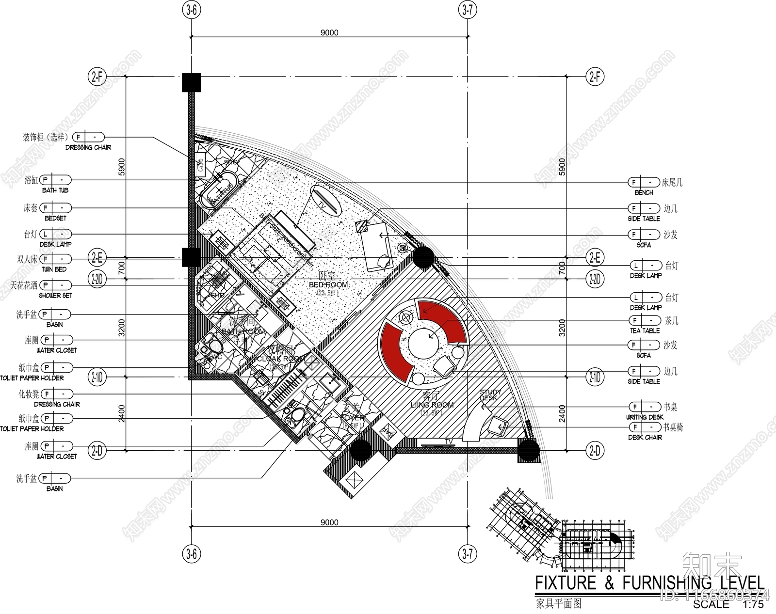 现代轻奢酒店cad施工图下载【ID:1166860374】