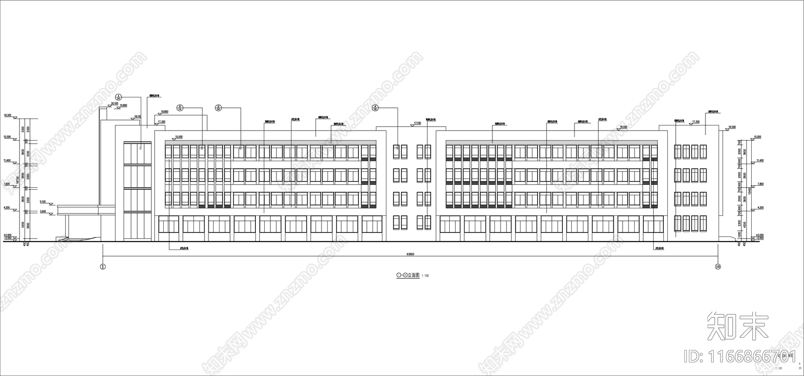 现代办公楼建筑cad施工图下载【ID:1166866701】