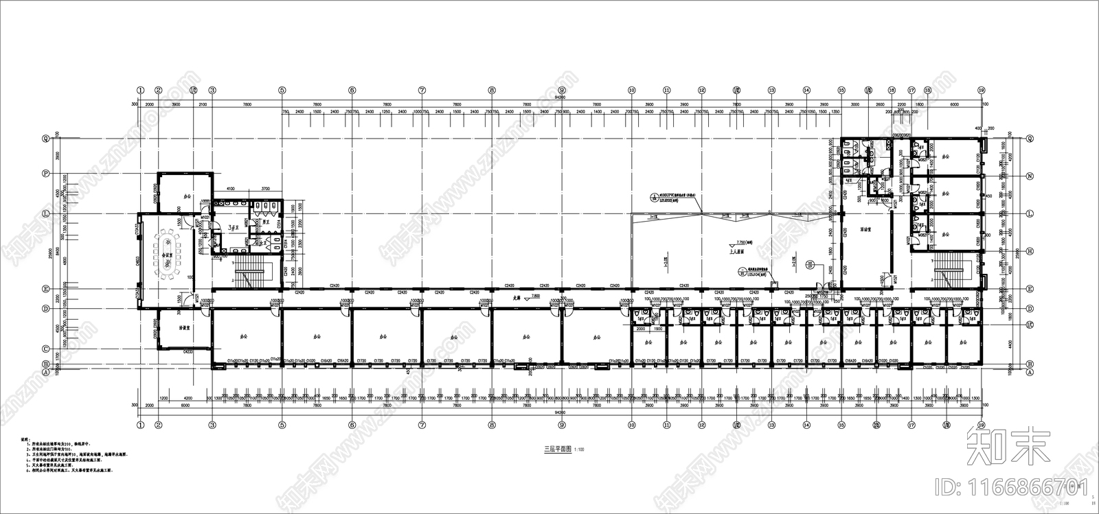 现代办公楼建筑cad施工图下载【ID:1166866701】