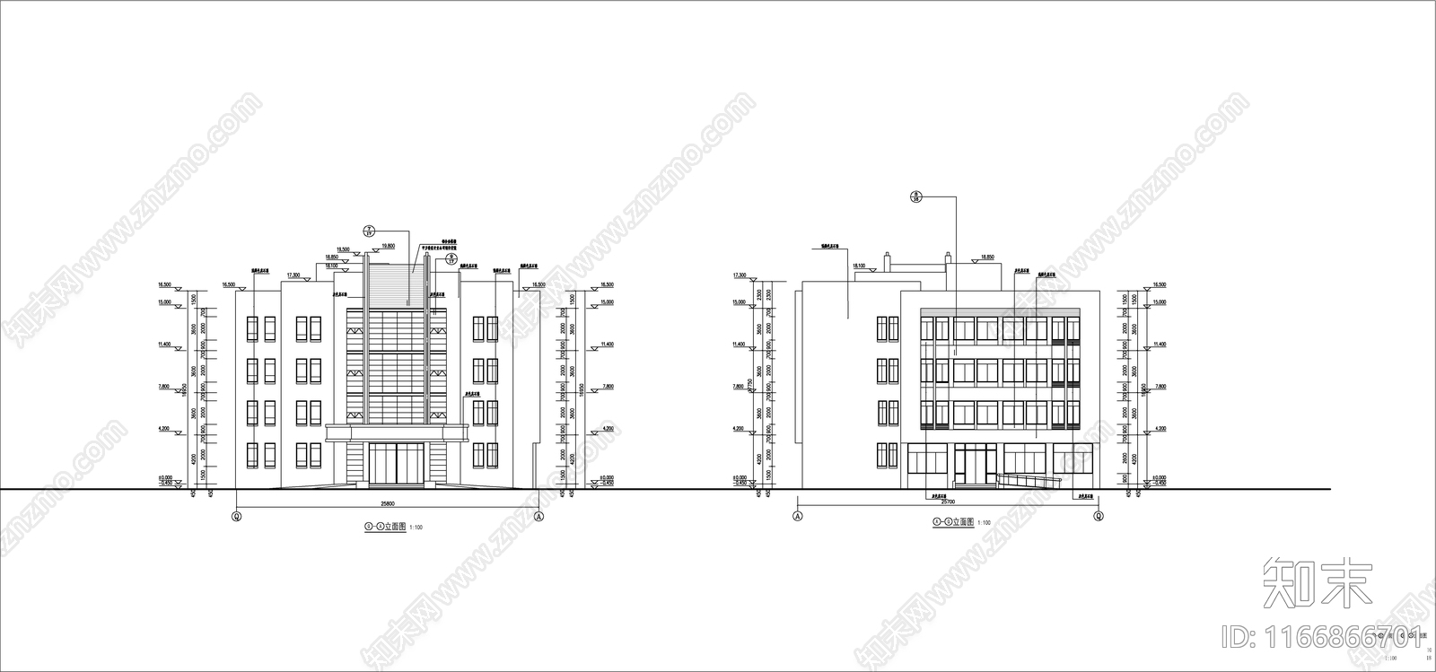 现代办公楼建筑cad施工图下载【ID:1166866701】