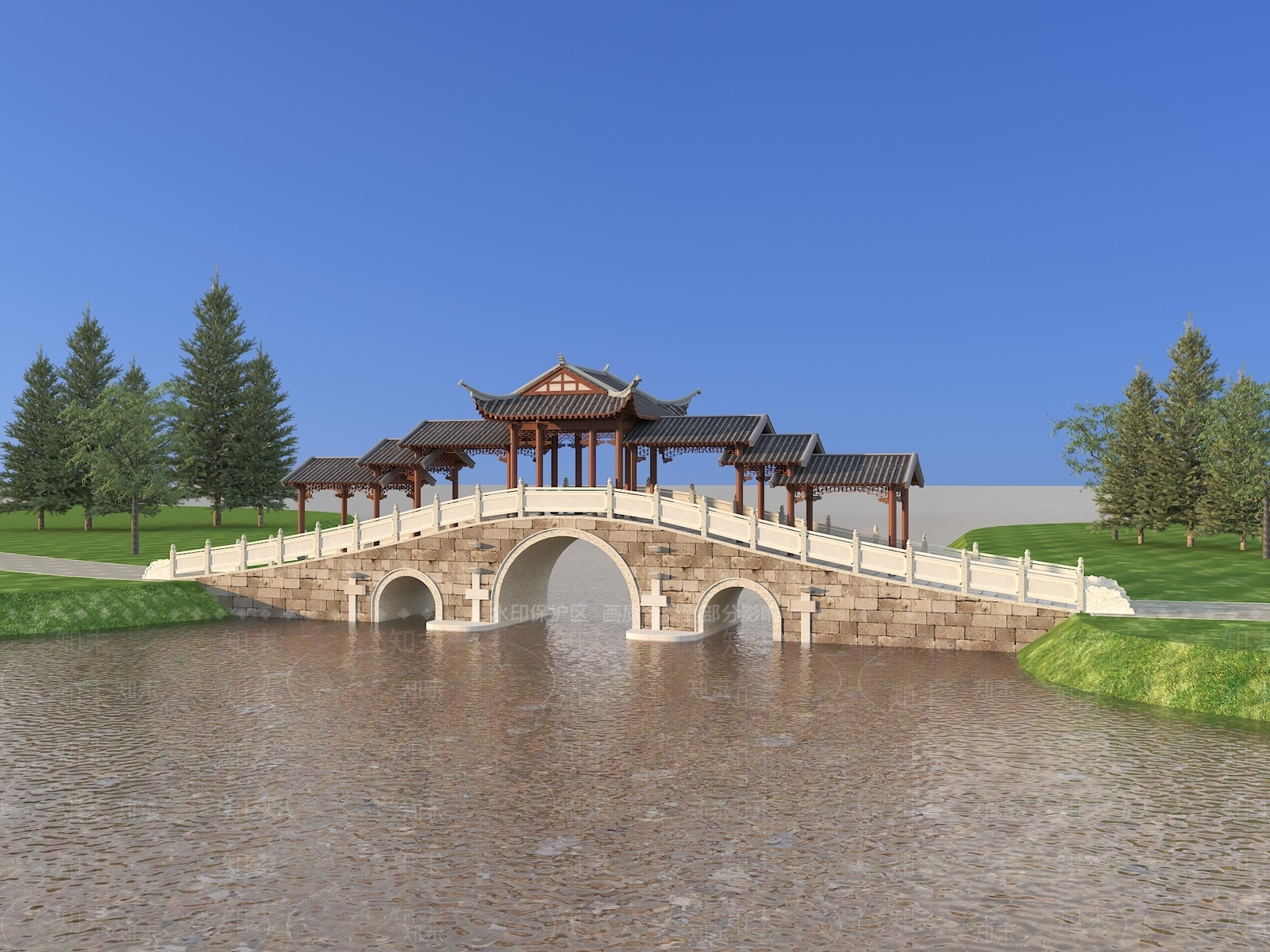新中式中式桥3D模型下载【ID:1166873963】