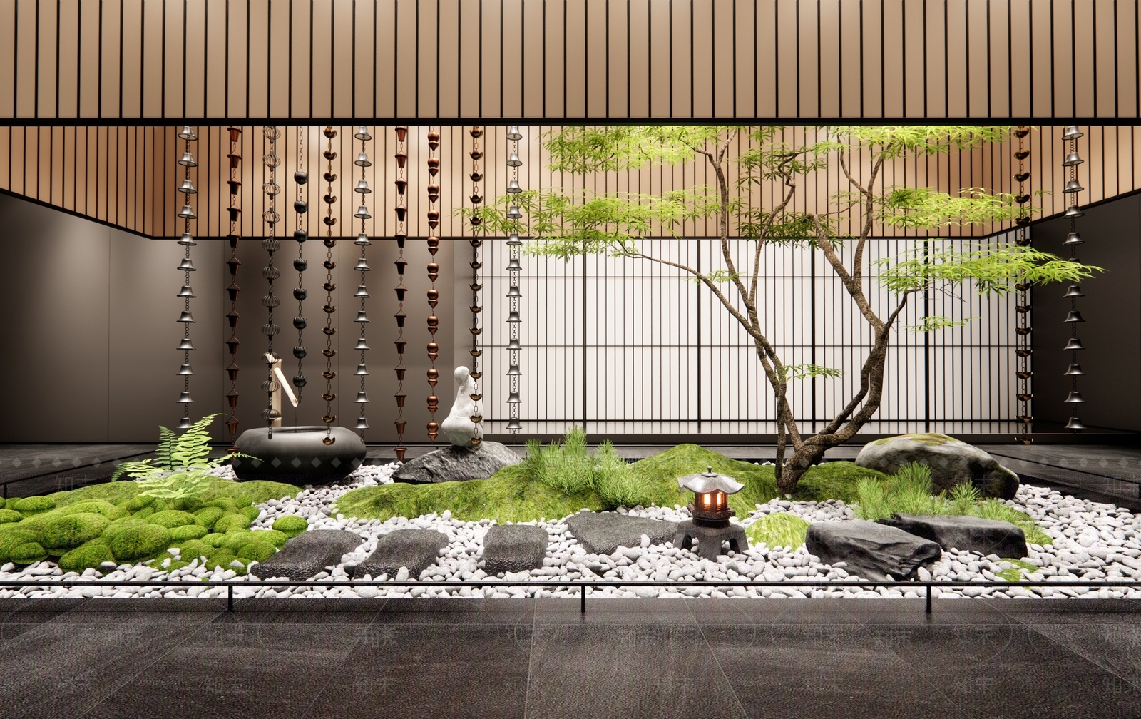 新中式室内景观SU模型草图