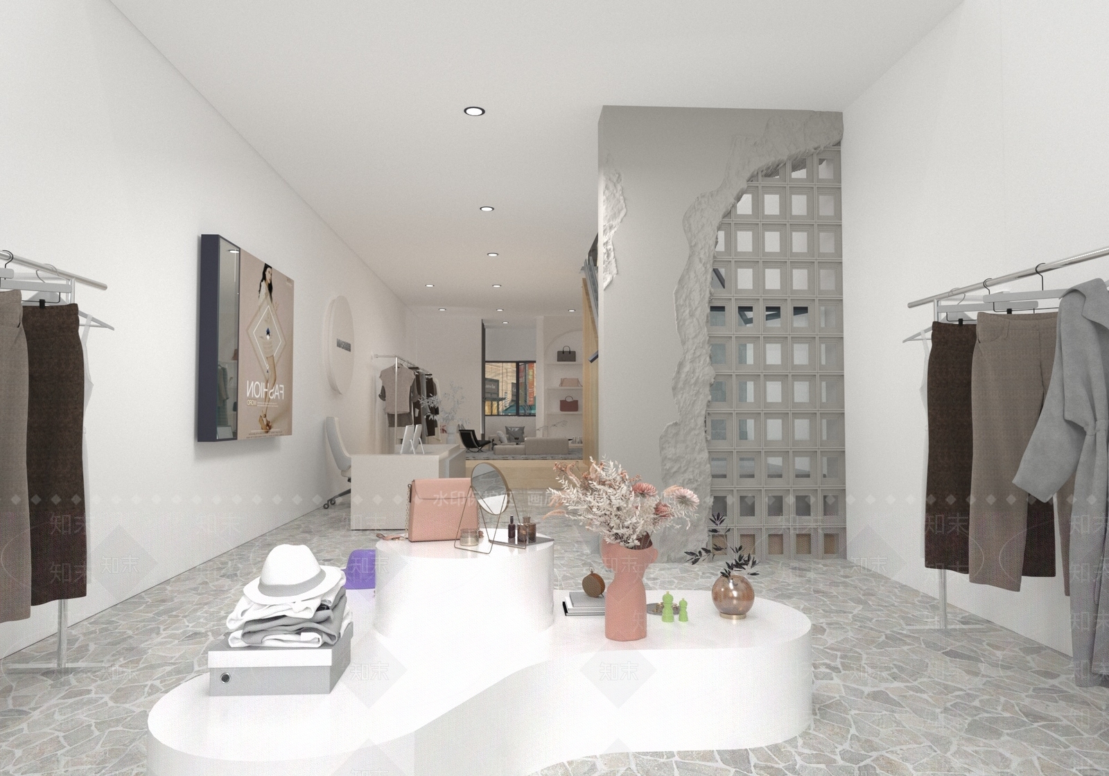 现代奶油服装店3D模型下载【ID:1166881849】
