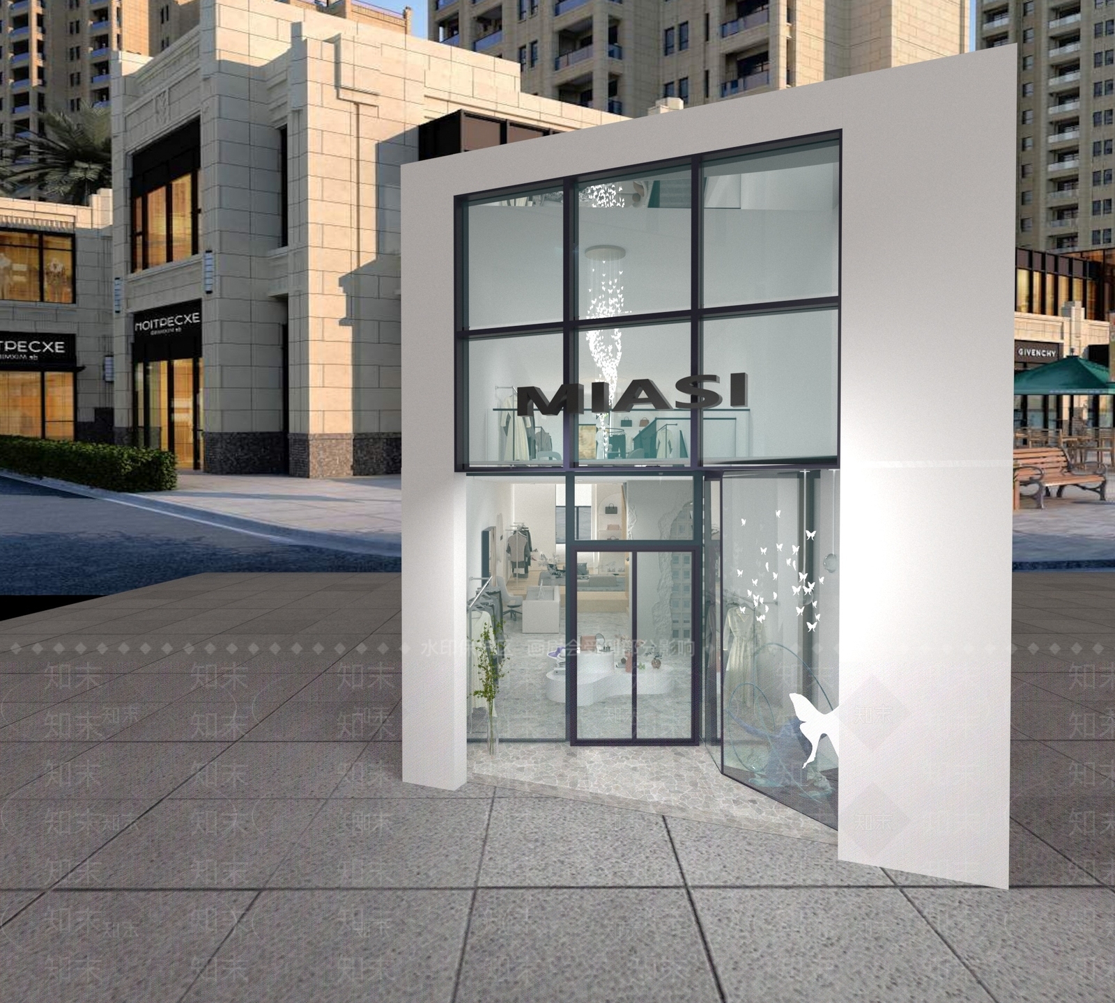 现代奶油服装店3D模型下载【ID:1166881849】