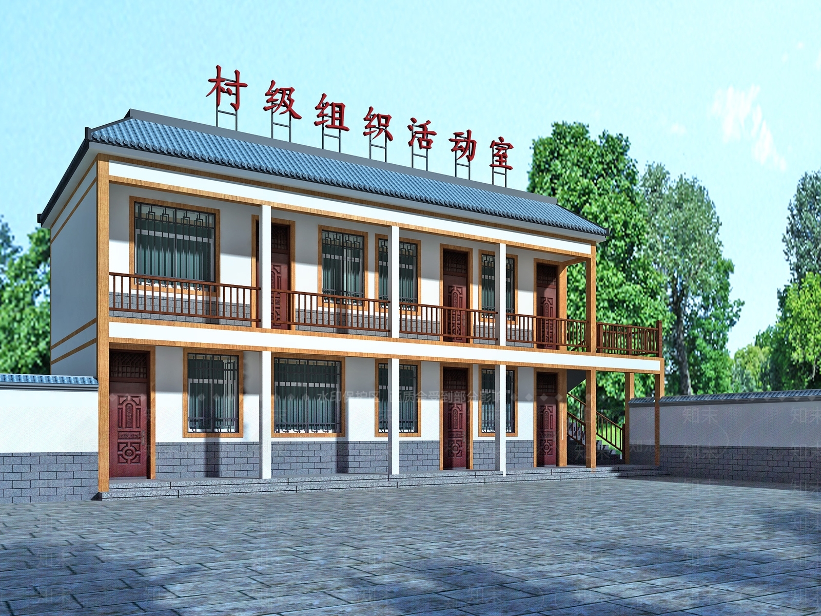 现代新中式办公楼3D模型下载【ID:1166882005】