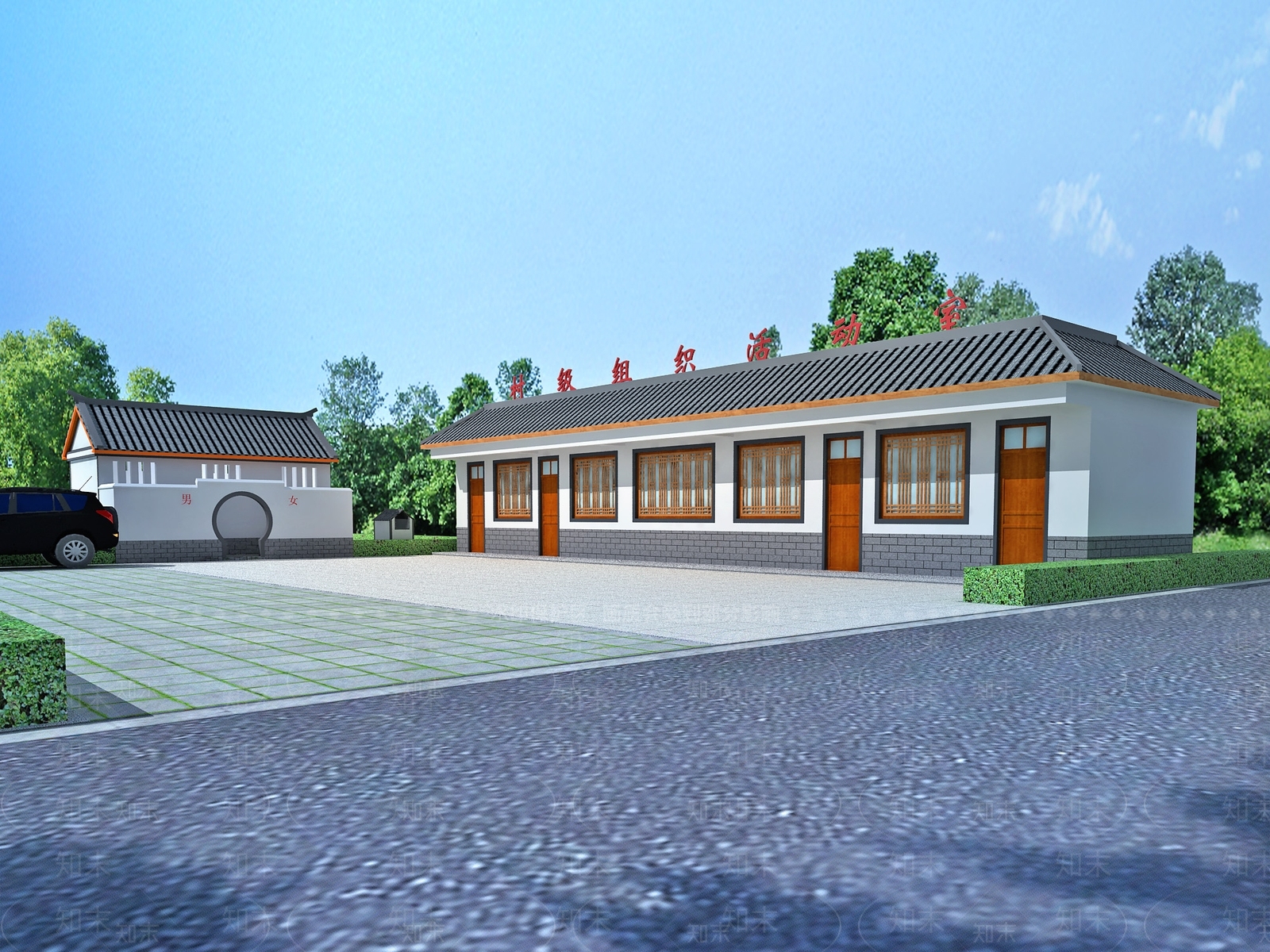 现代新中式办公楼3D模型下载【ID:1166882447】