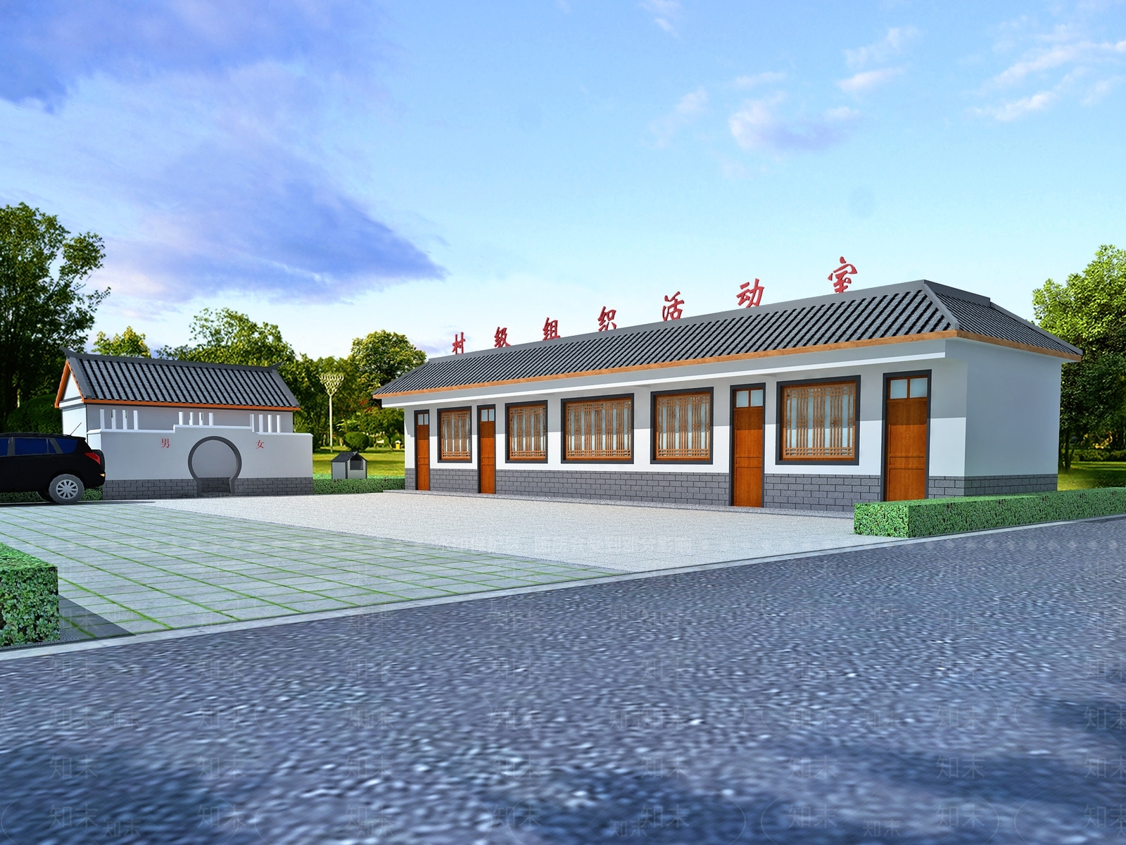 现代新中式办公楼3D模型下载【ID:1166882447】
