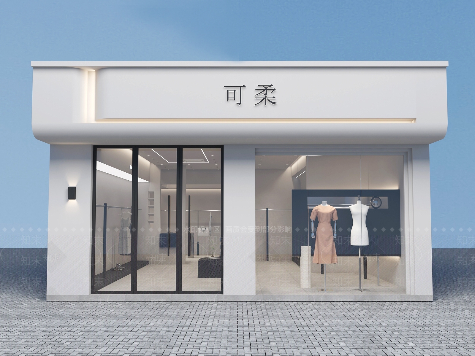 现代奶油服装店3D模型下载【ID:1166884205】