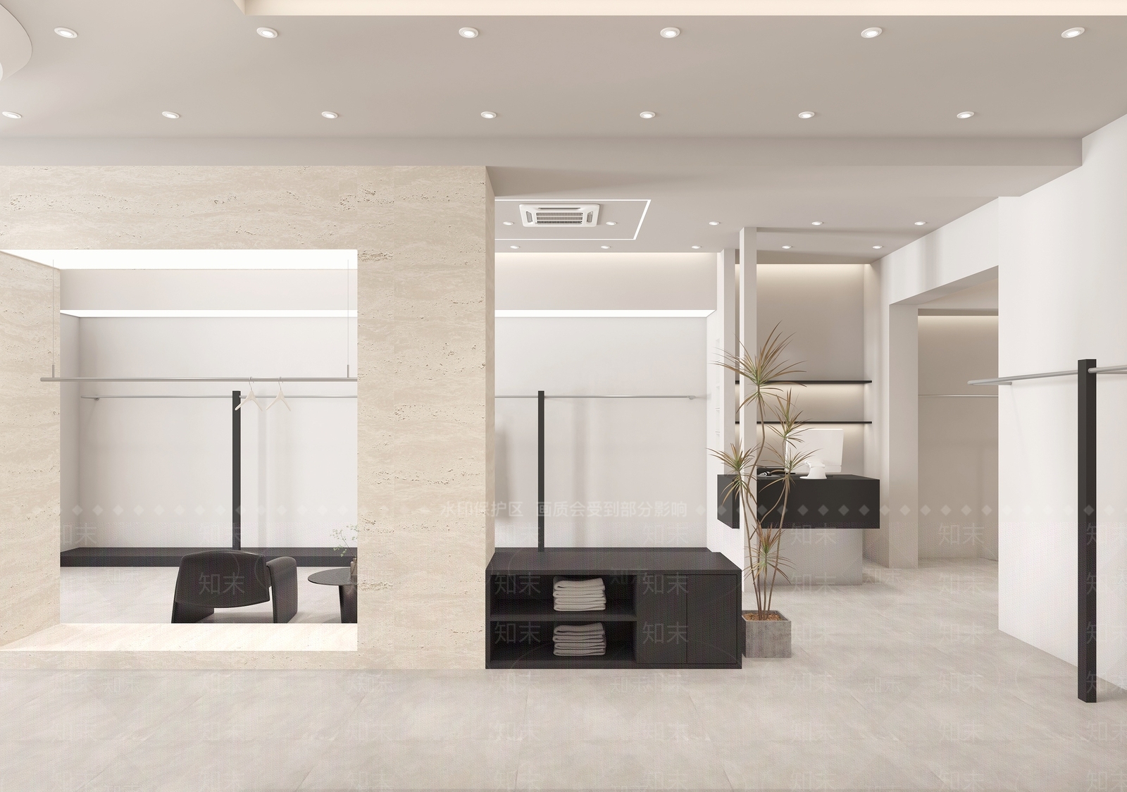 现代奶油服装店3D模型下载【ID:1166884205】