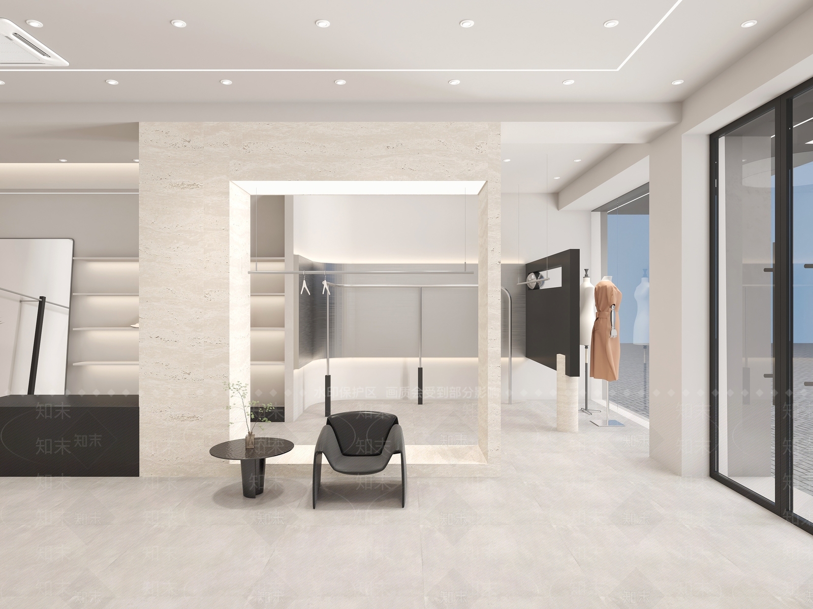 现代奶油服装店3D模型下载【ID:1166884205】