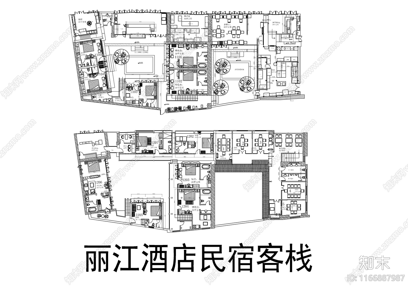 50个民宿平面方案集合施工图下载【ID:1166887987】