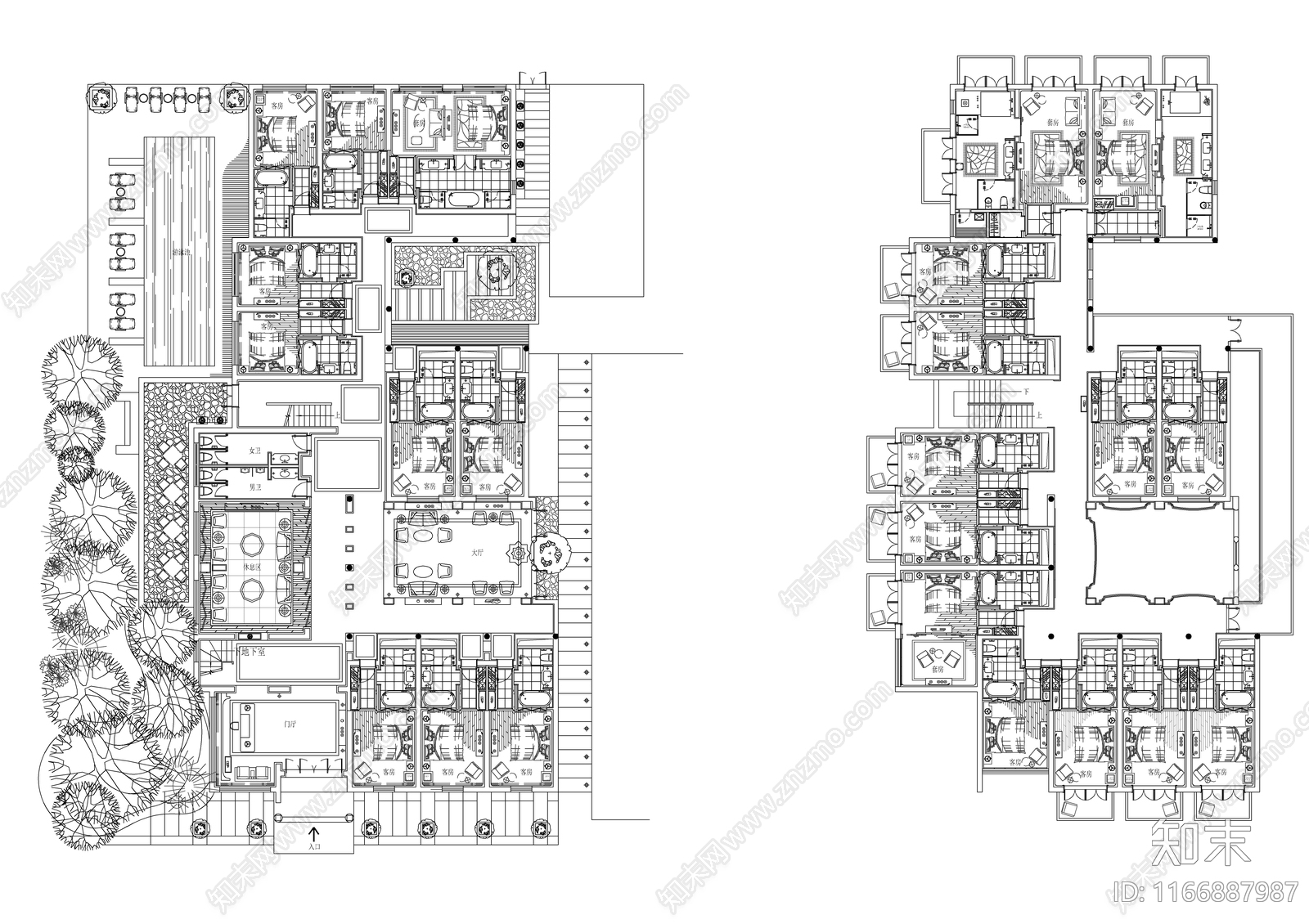 50个民宿平面方案集合施工图下载【ID:1166887987】