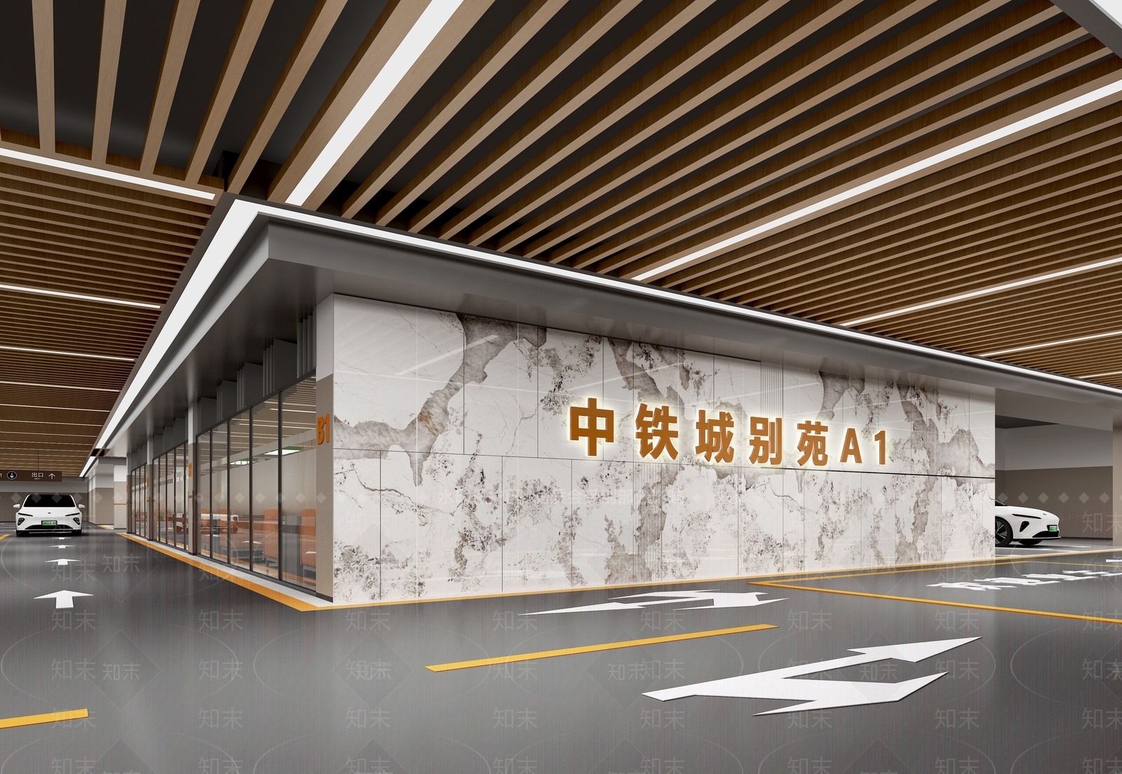 现代室内停车场3D模型下载【ID:1166889877】