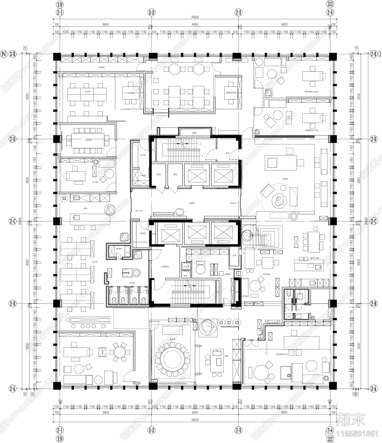 现代整体办公空间cad施工图下载【ID:1166891861】