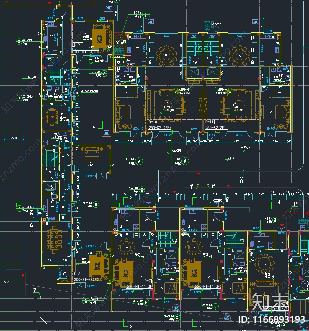 中式新中式别墅建筑cad施工图下载【ID:1166893193】