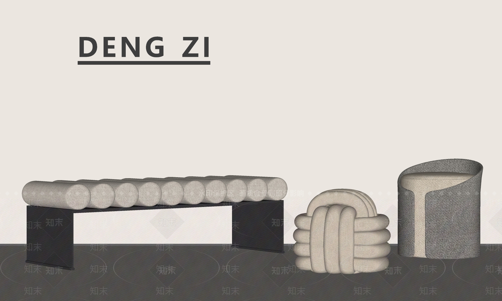 现代沙发凳SU模型下载【ID:1166892916】