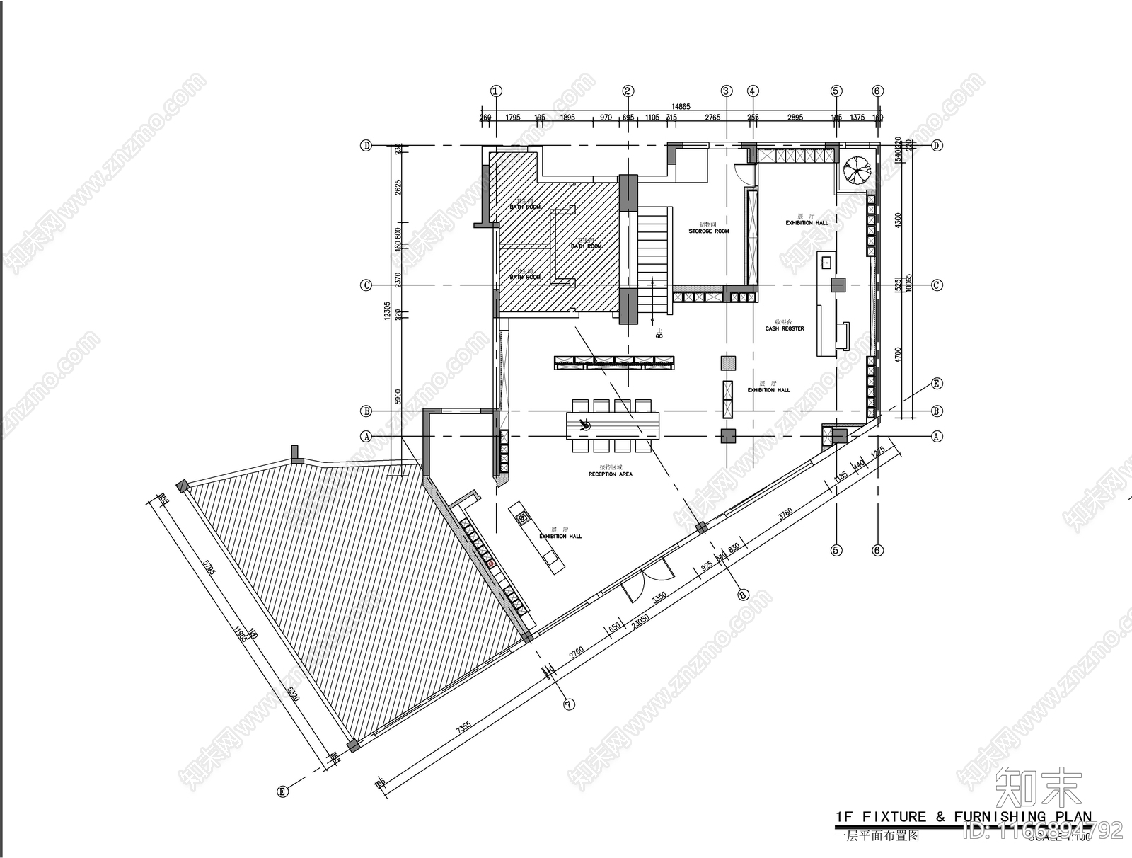 现代新中式烟酒店cad施工图下载【ID:1166894792】