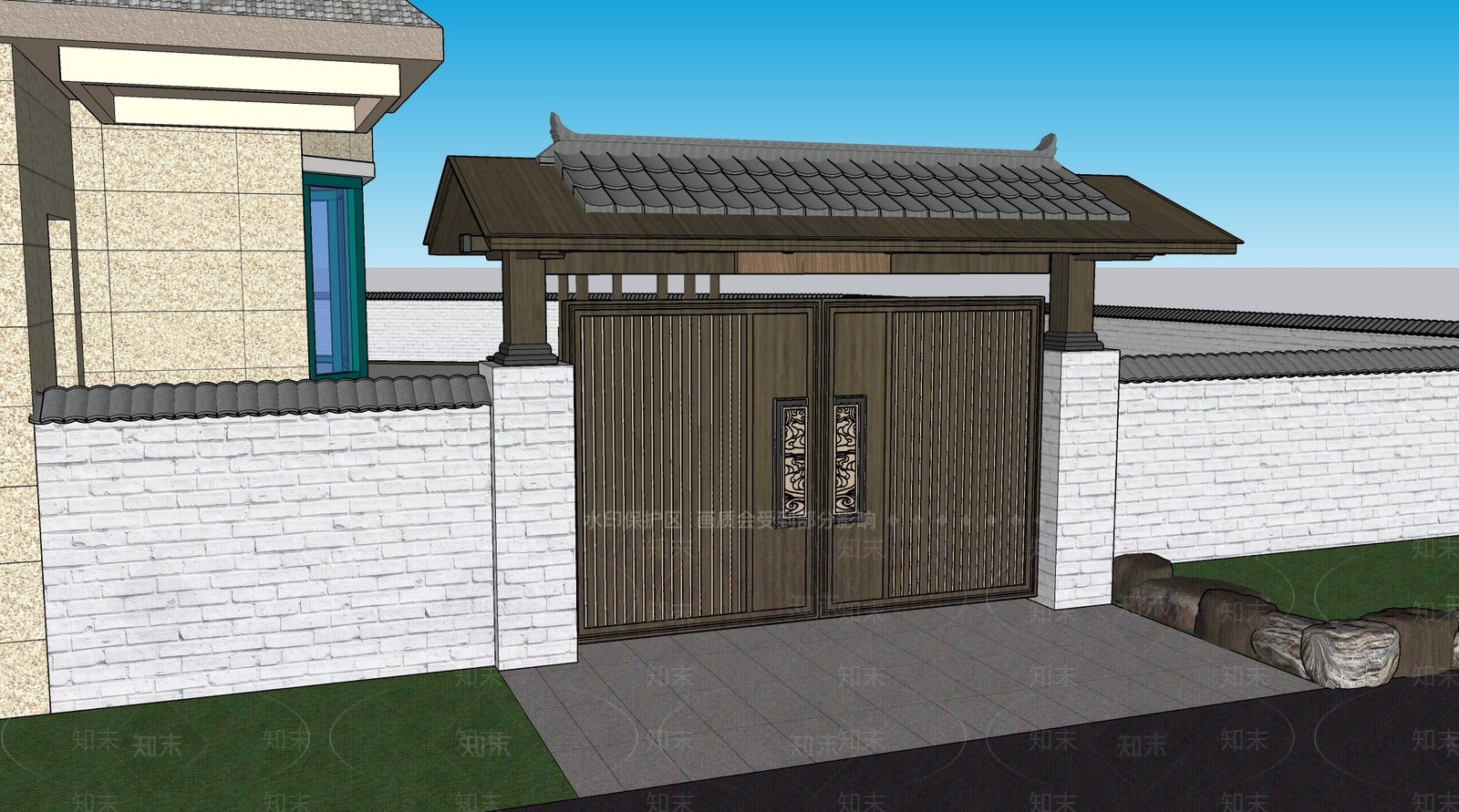 现代日式乡村庭院SU模型下载【ID:1166895424】