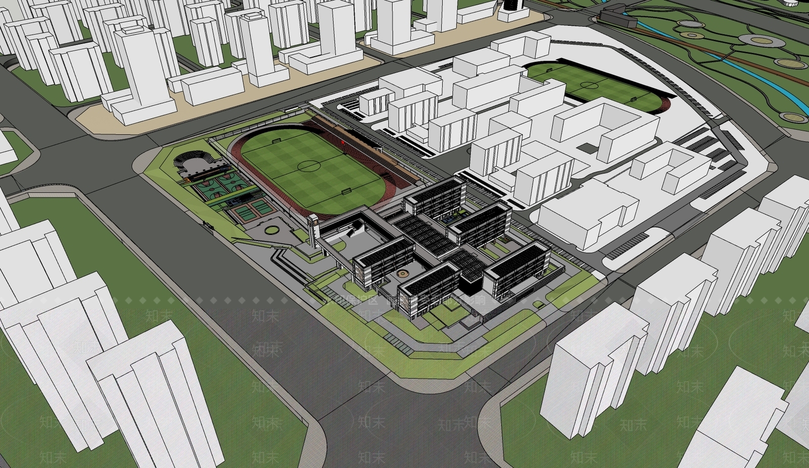 现代学校建筑SU模型下载【ID:1166904168】