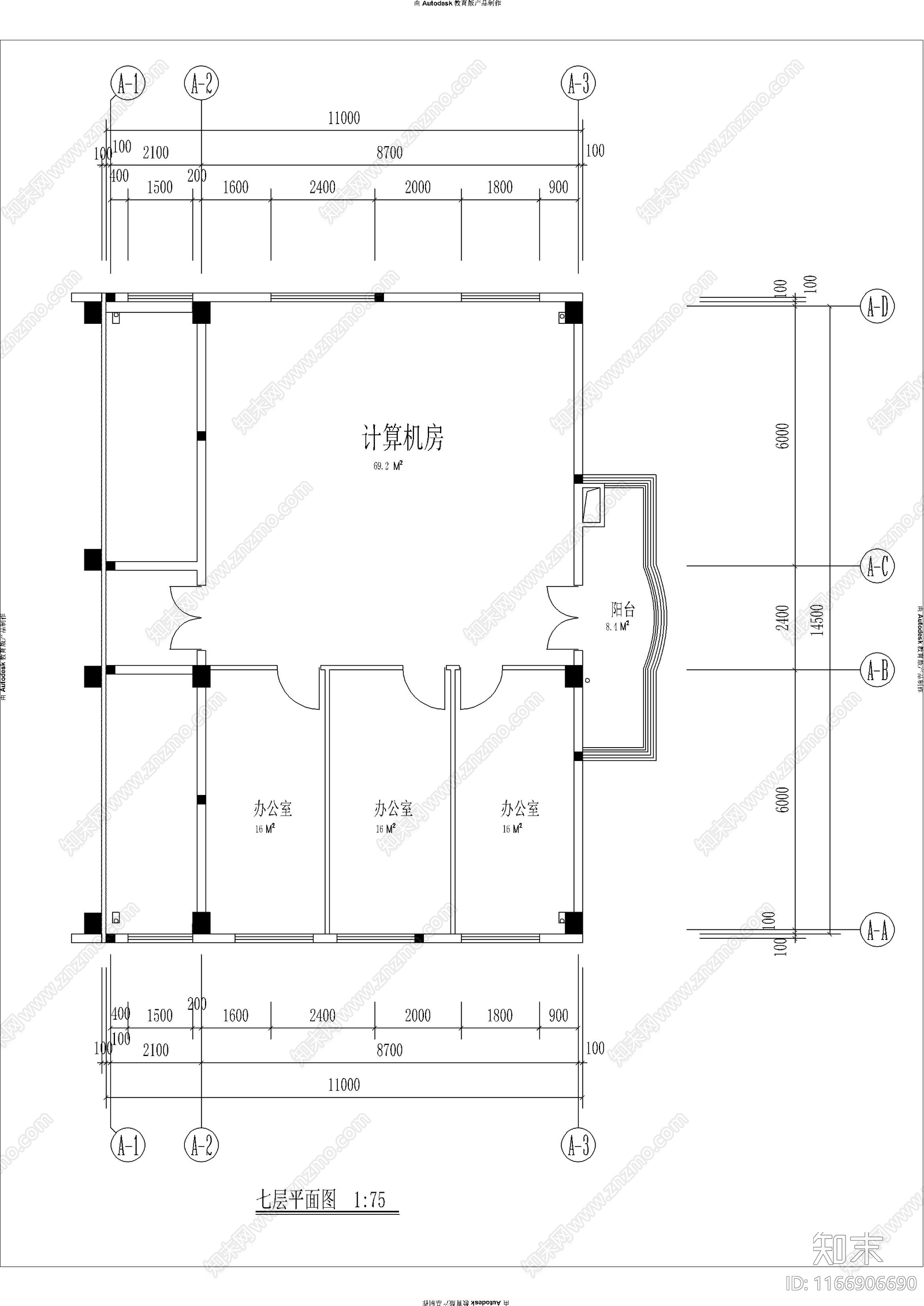 现代办公室cad施工图下载【ID:1166906690】