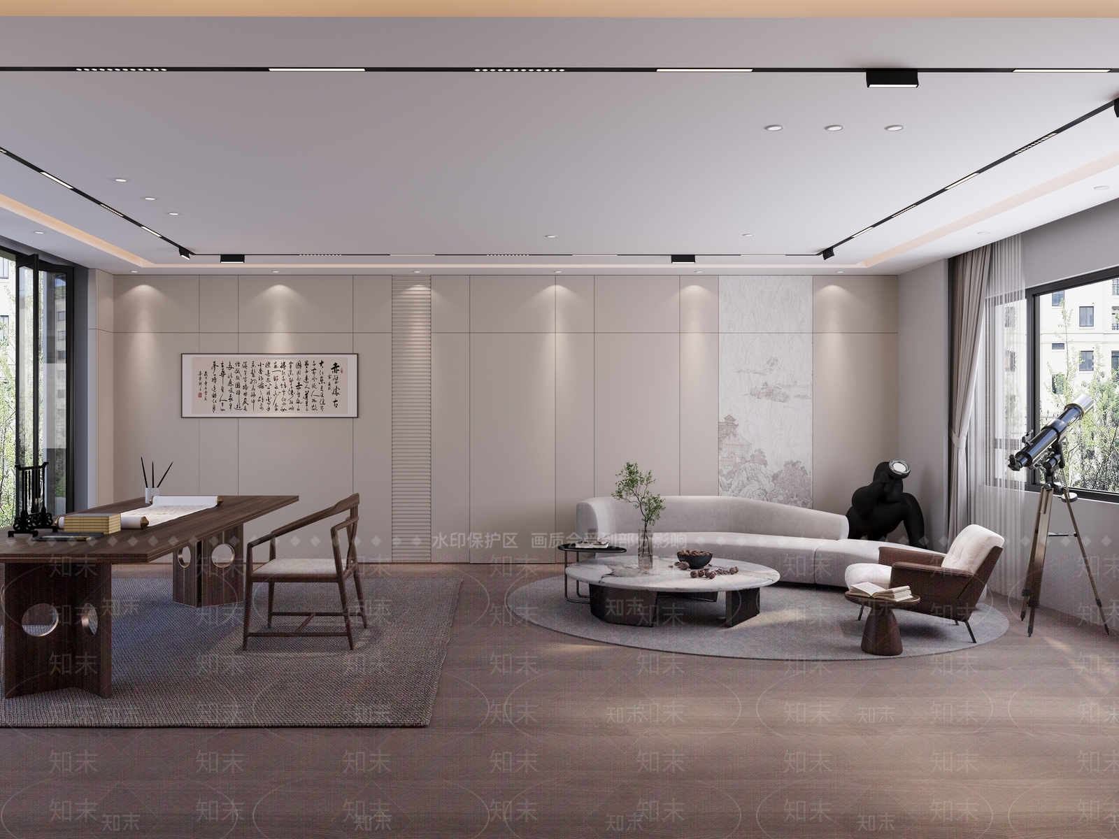 现代奶油接待室3D模型下载【ID:1166930698】