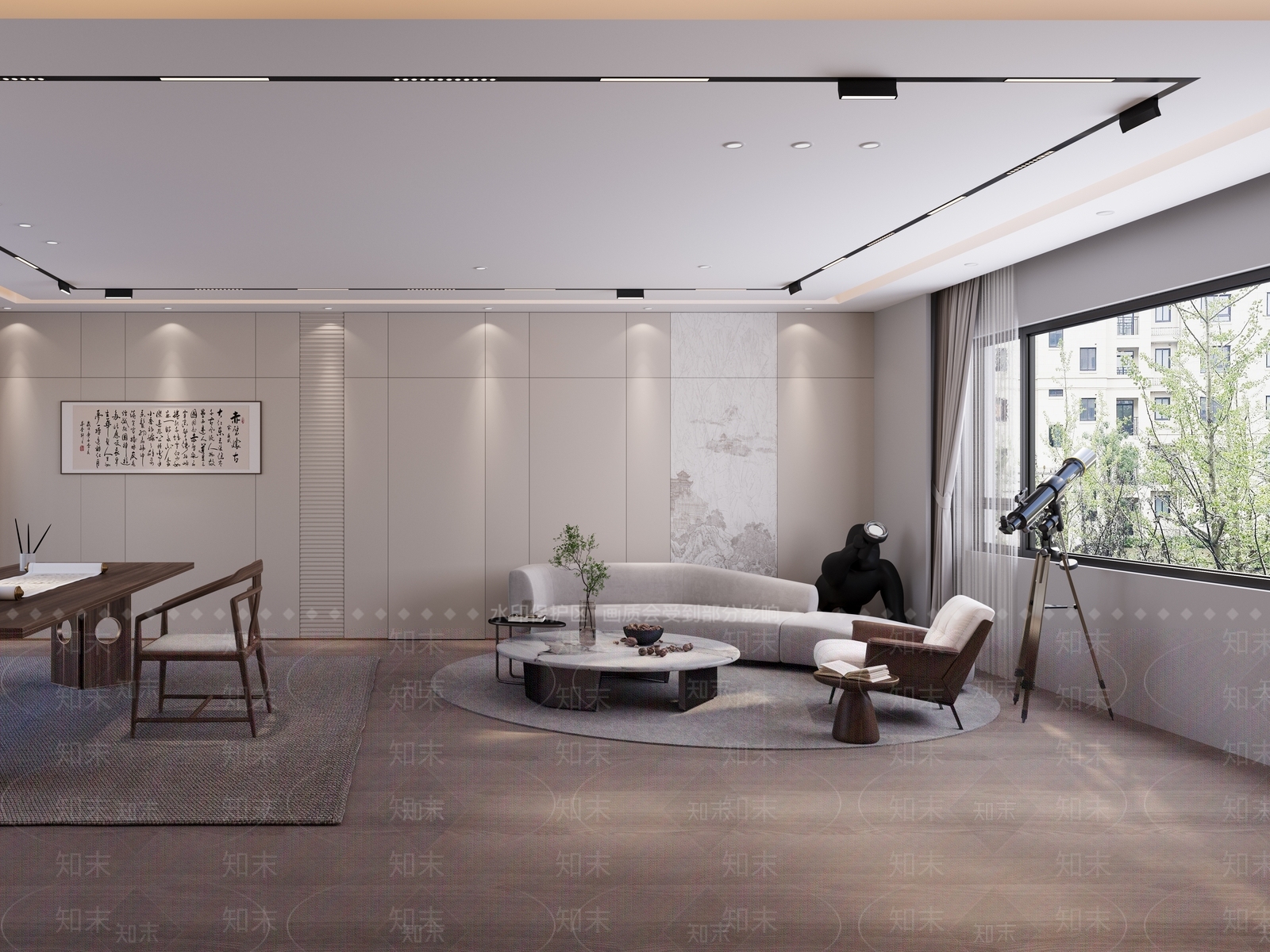 现代奶油接待室3D模型下载【ID:1166930698】
