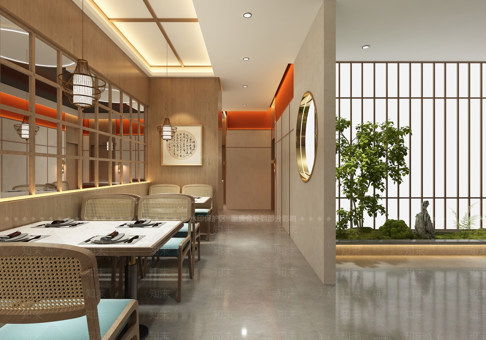 现代新中式中餐厅3D模型下载【ID:1166922729】