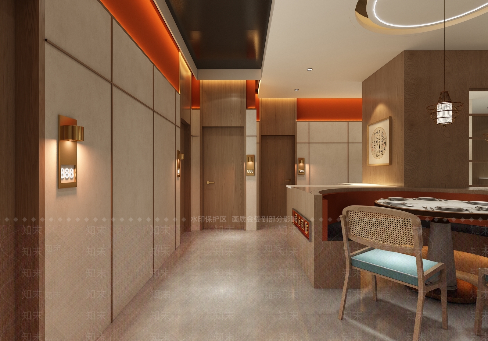 现代新中式中餐厅3D模型下载【ID:1166922729】