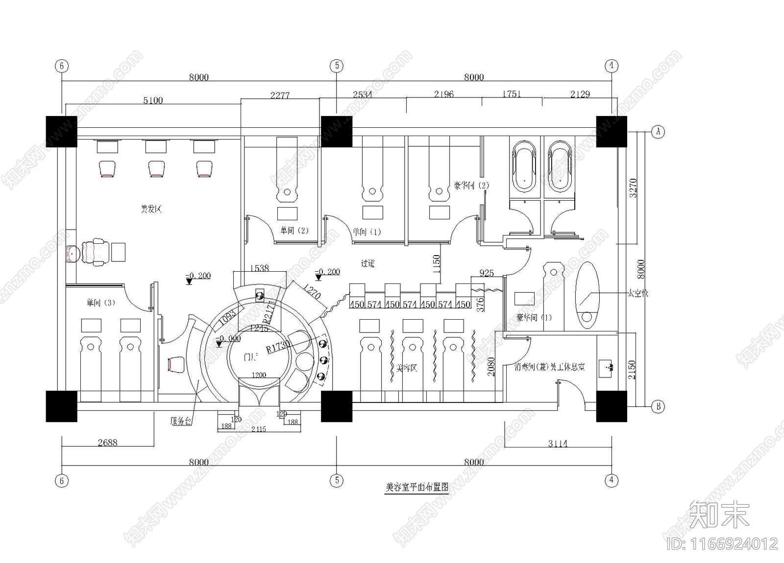 美容院cad施工图下载【ID:1166924012】