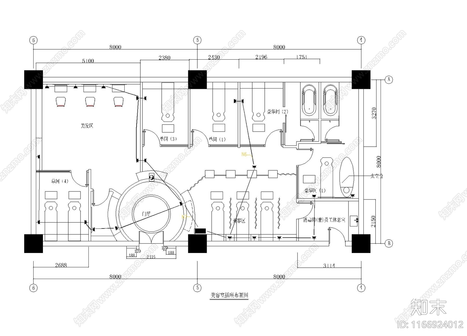 美容院cad施工图下载【ID:1166924012】