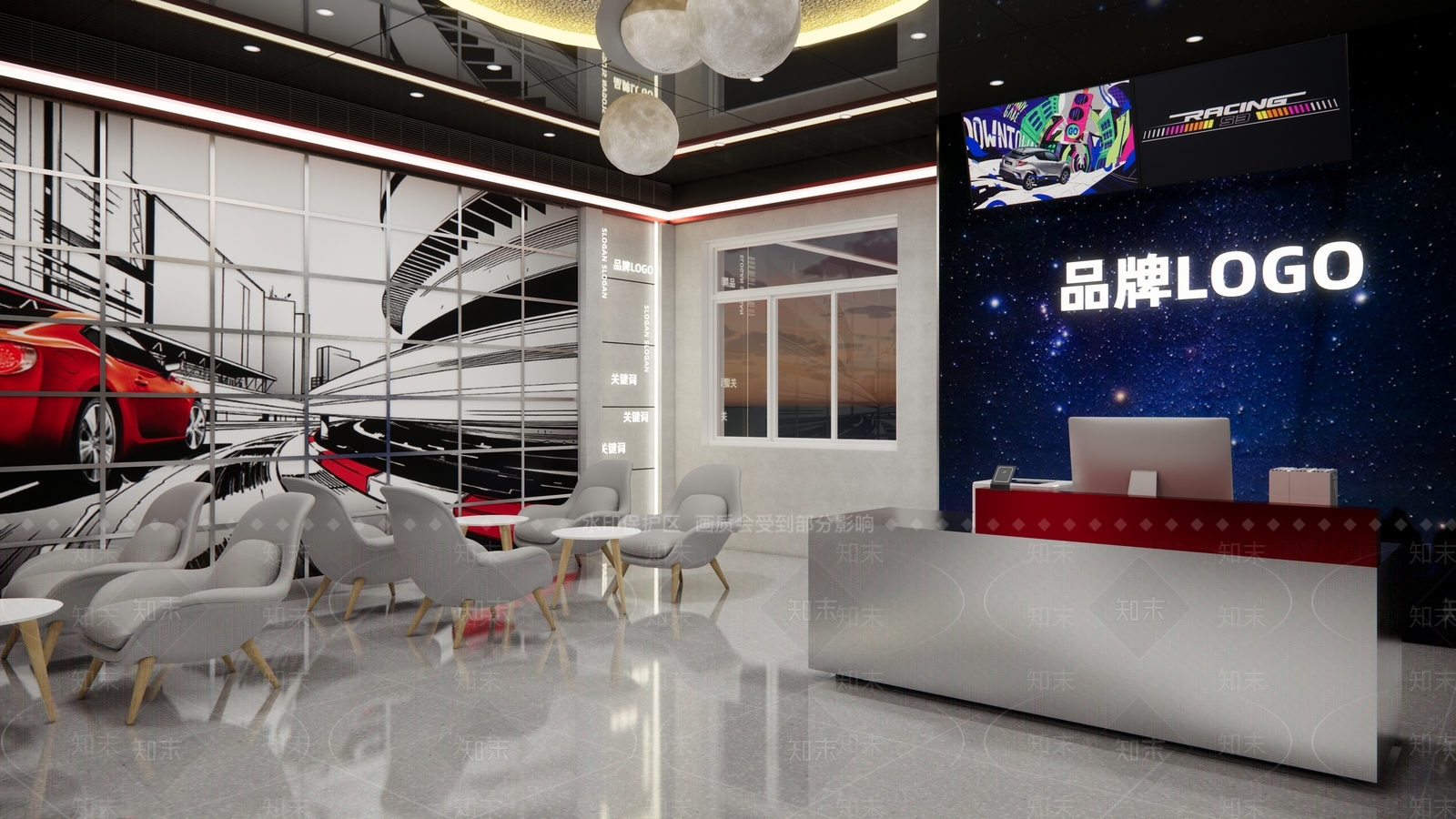 现代复古汽车4S店SU模型下载【ID:1166931372】