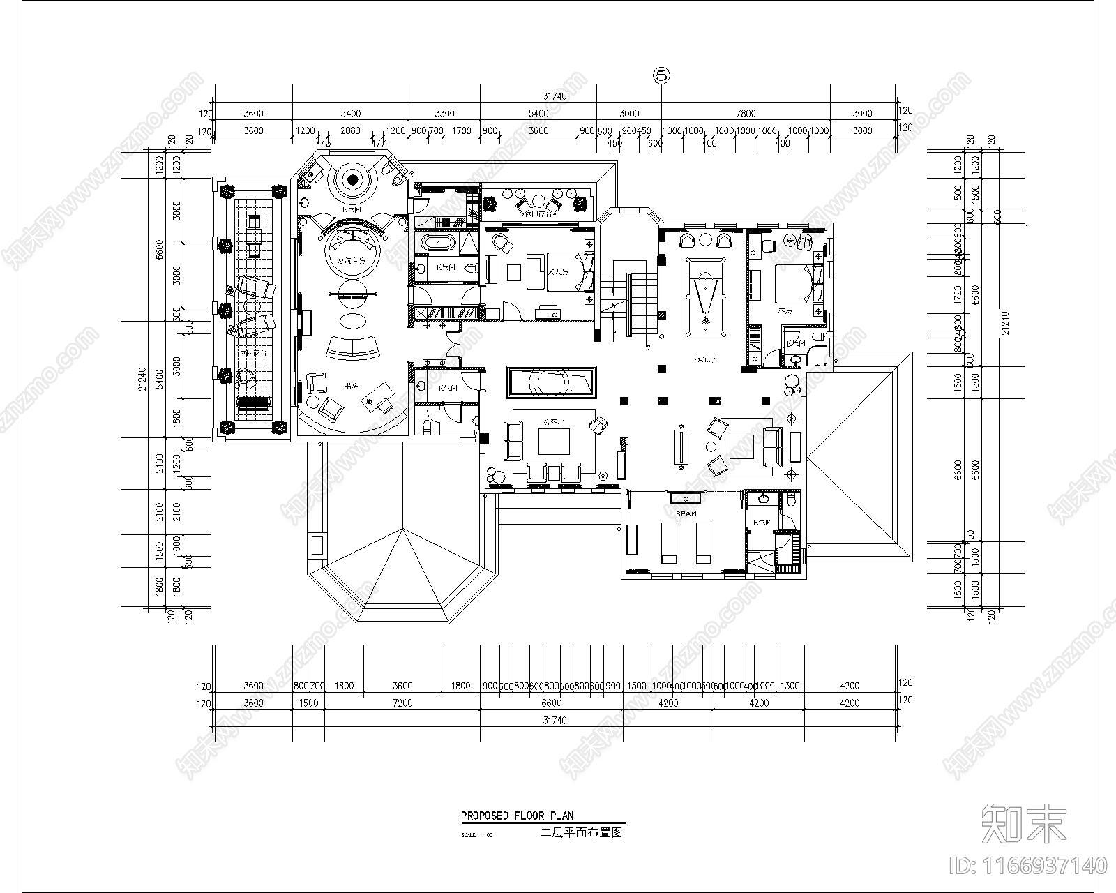 现代欧式会所cad施工图下载【ID:1166937140】