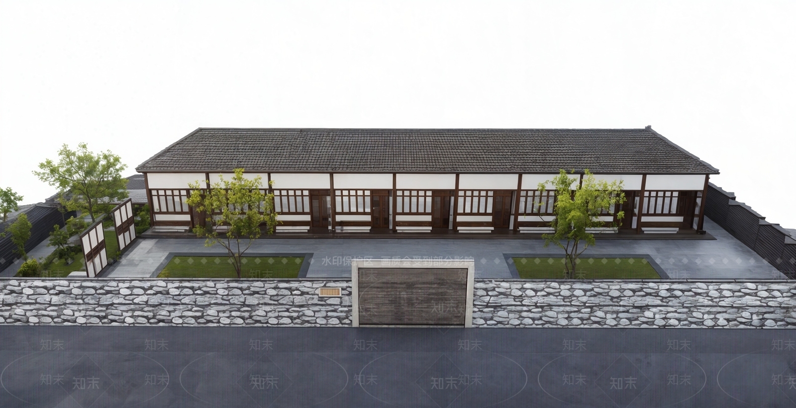 中式新中式乡村庭院SU模型下载【ID:1166937605】