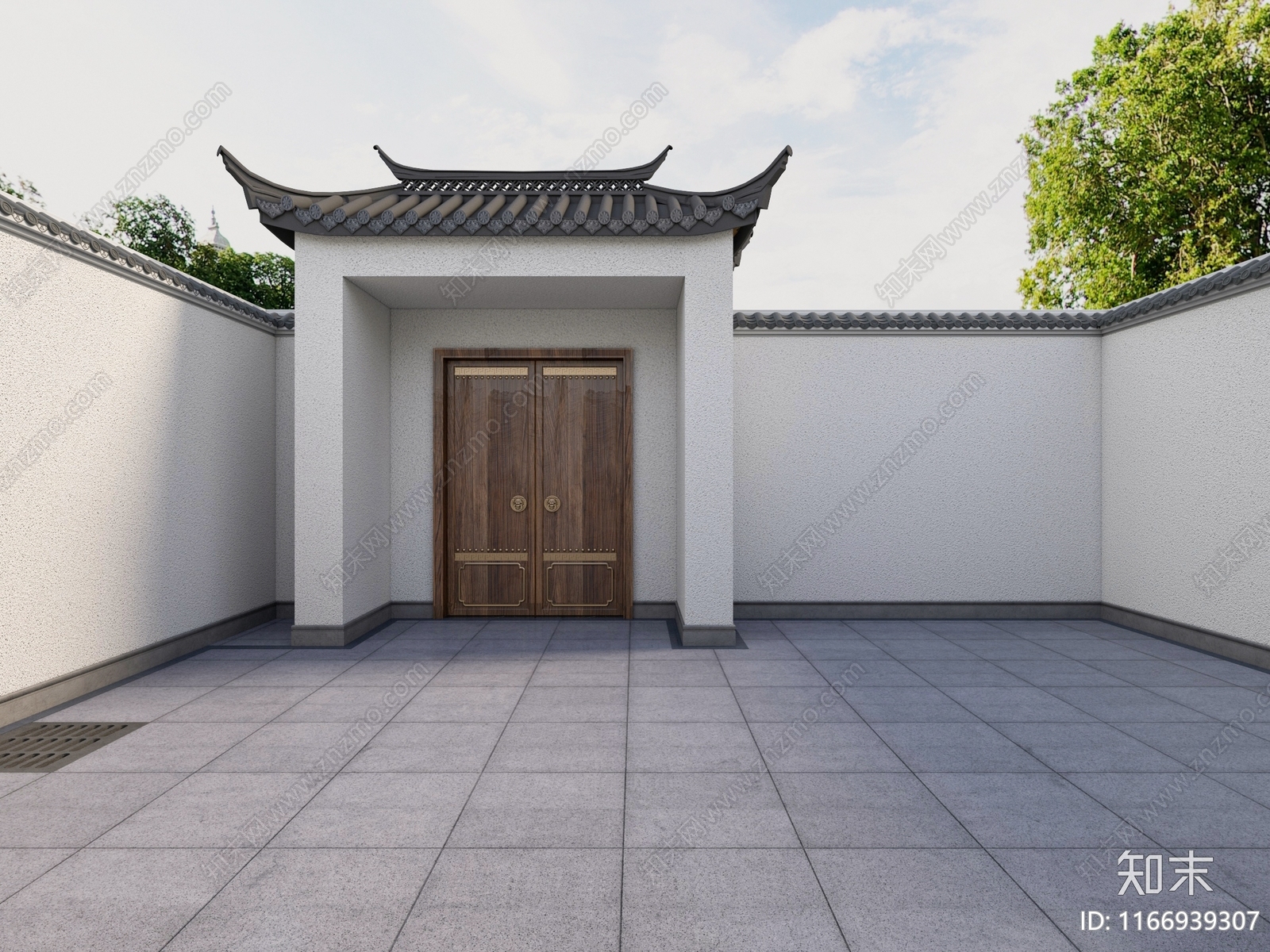 新中式中式住宅景观3D模型下载【ID:1166939307】