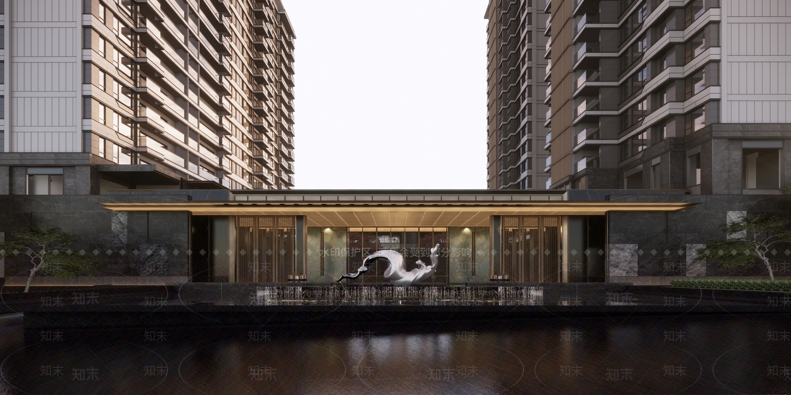 新中式现代售楼处建筑SU模型下载【ID:1166945245】_知末su模型网