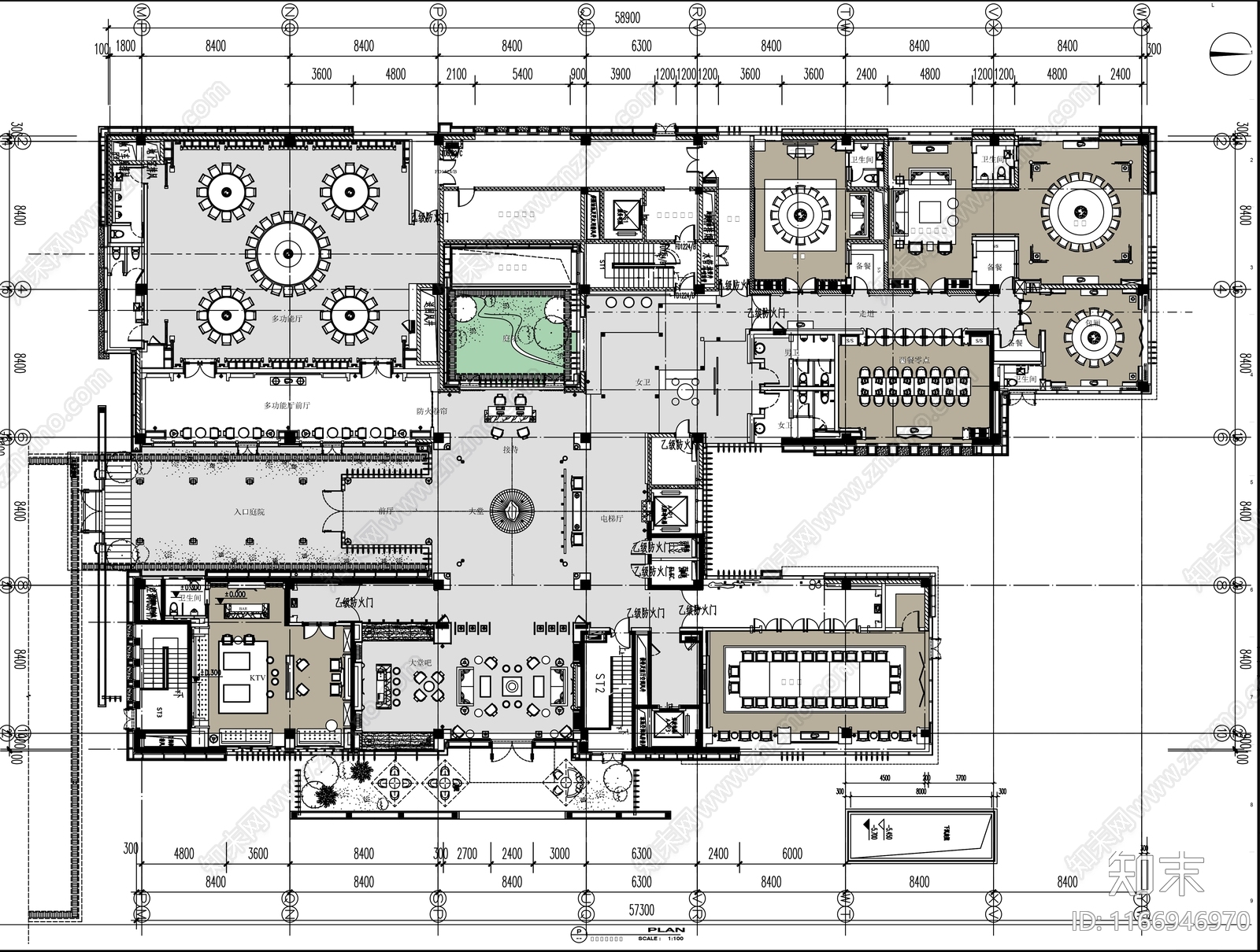 现代新中式会所cad施工图下载【ID:1166946970】