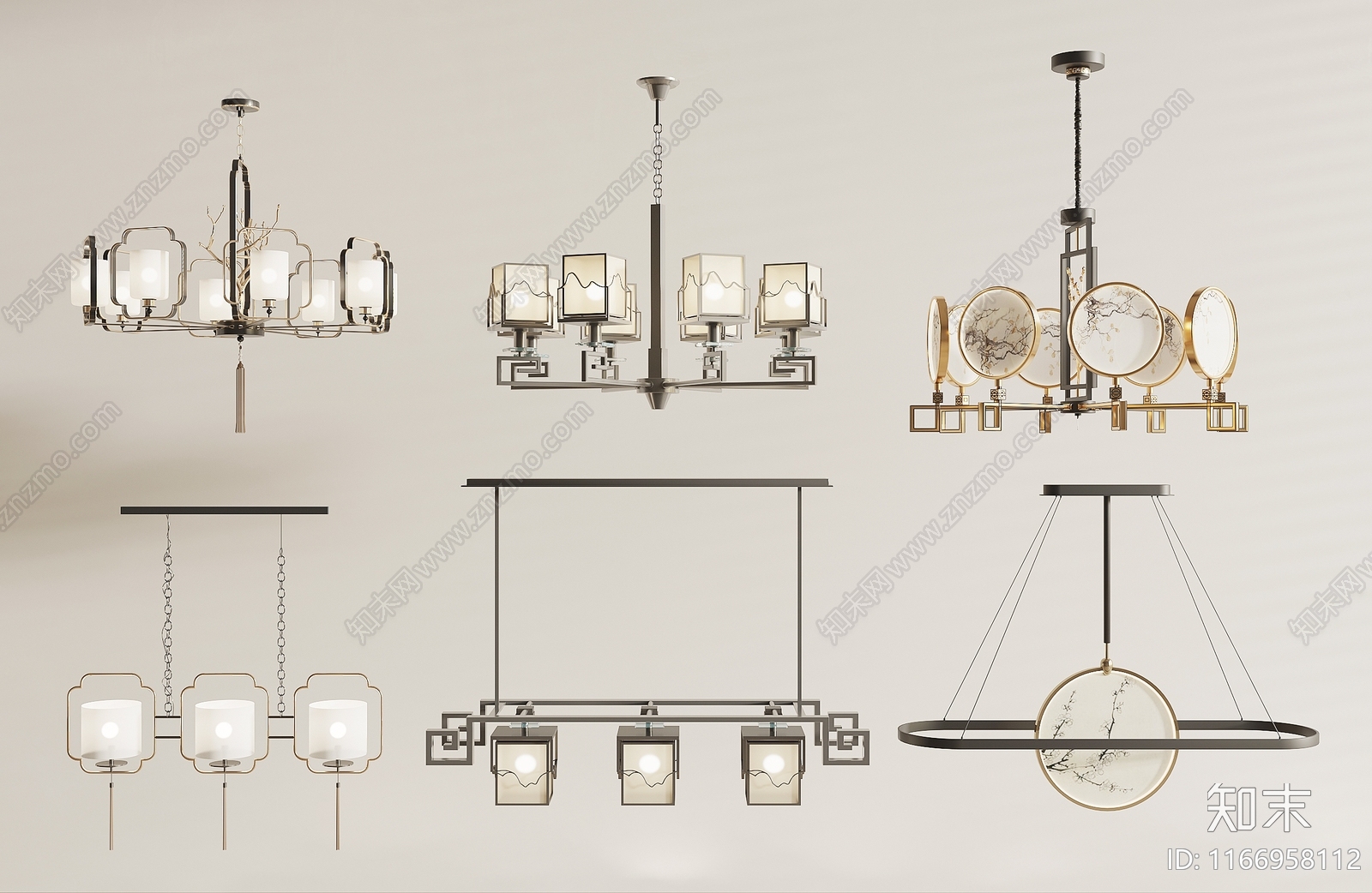 新中式吊灯3D模型下载【ID:1166958112】