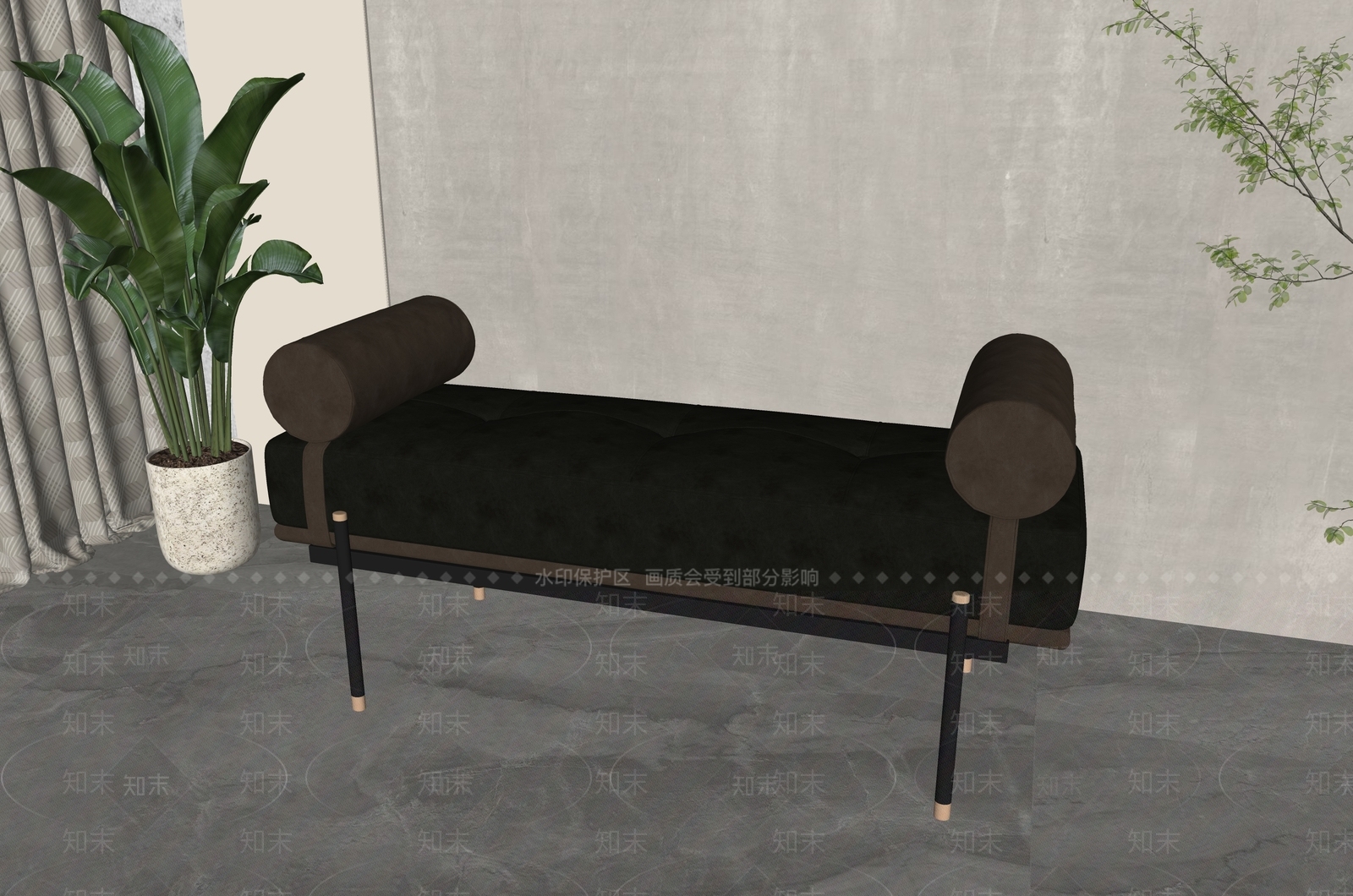现代沙发凳SU模型下载【ID:1166959369】
