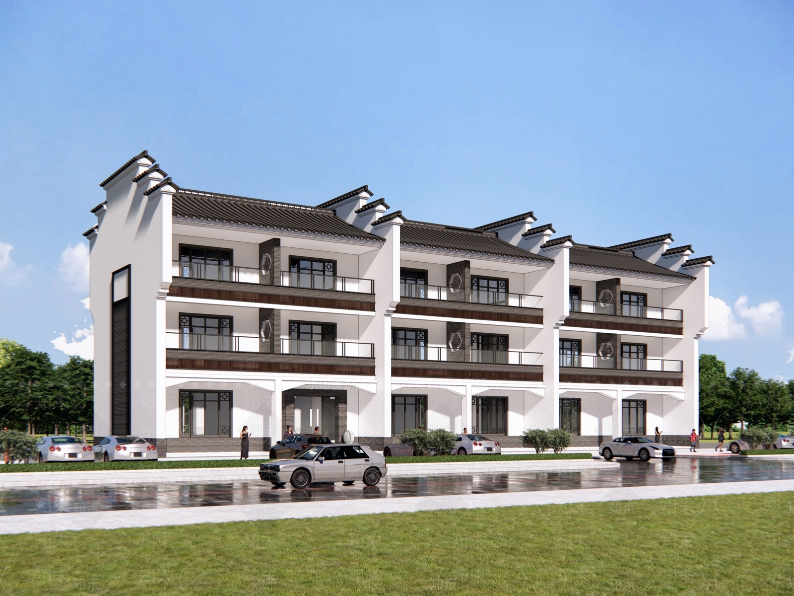 中式办公楼SU模型下载【ID:1166959760】