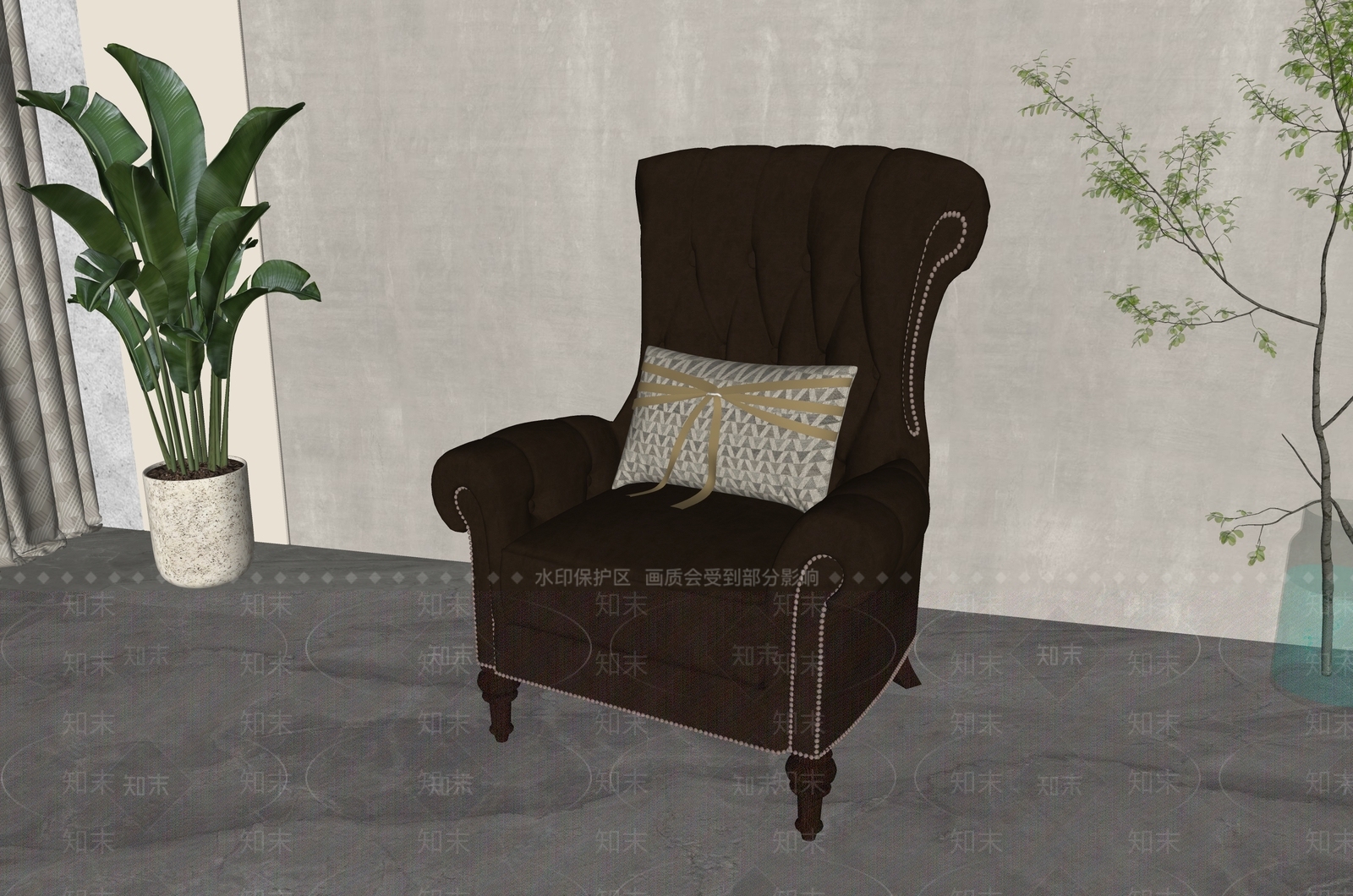 美式办公椅SU模型下载【ID:1166959831】