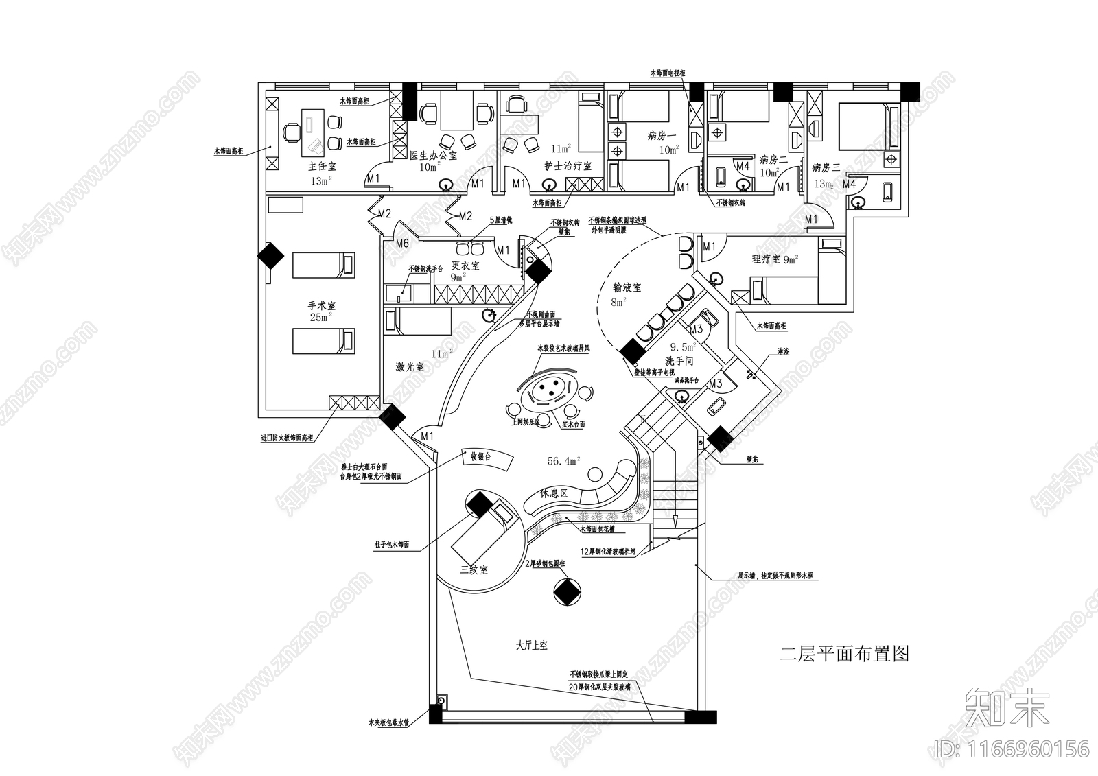 现代医院cad施工图下载【ID:1166960156】