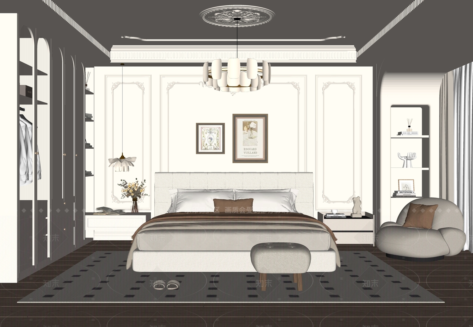 法式家居卧室SU模型下载【ID:1216053862】