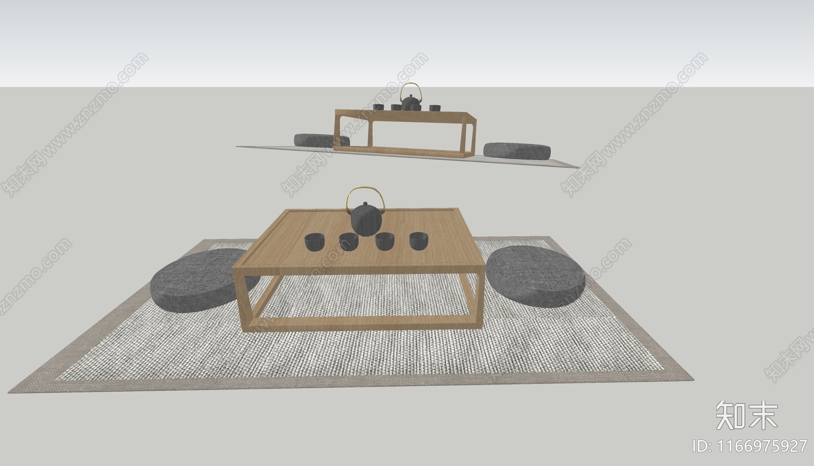 现代新中式茶桌椅SU模型下载【ID:1166975927】