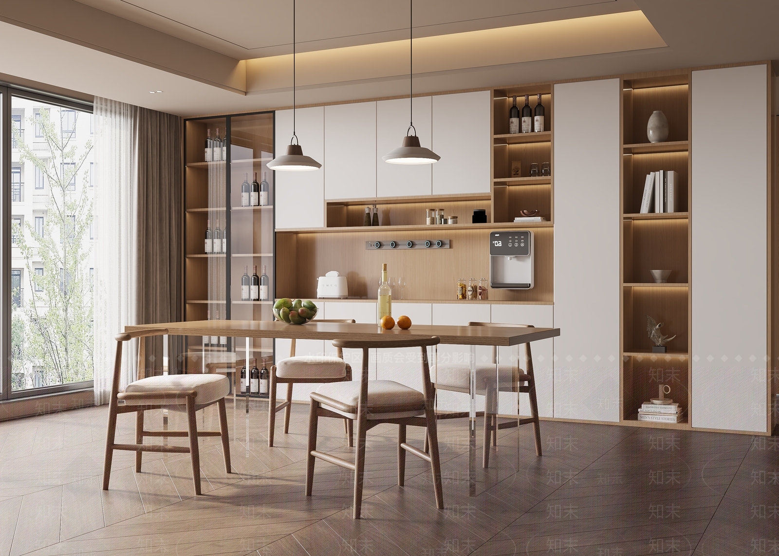 原木北欧家居餐厅3D模型下载【ID:1166998021】