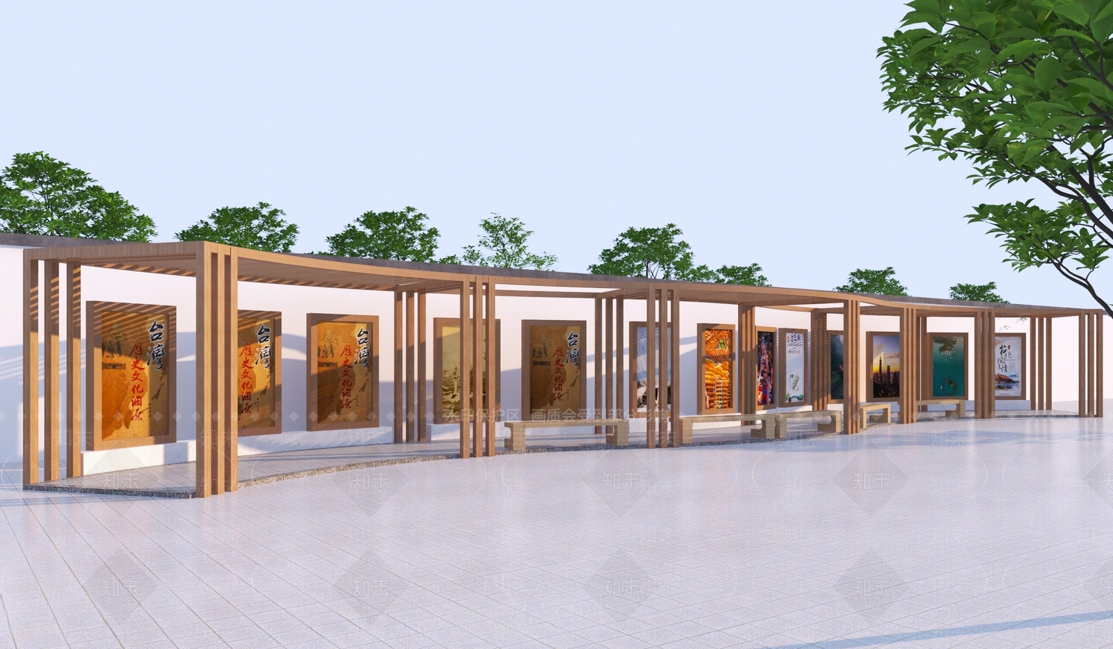 中式廊架3D模型下载【ID:1167005911】
