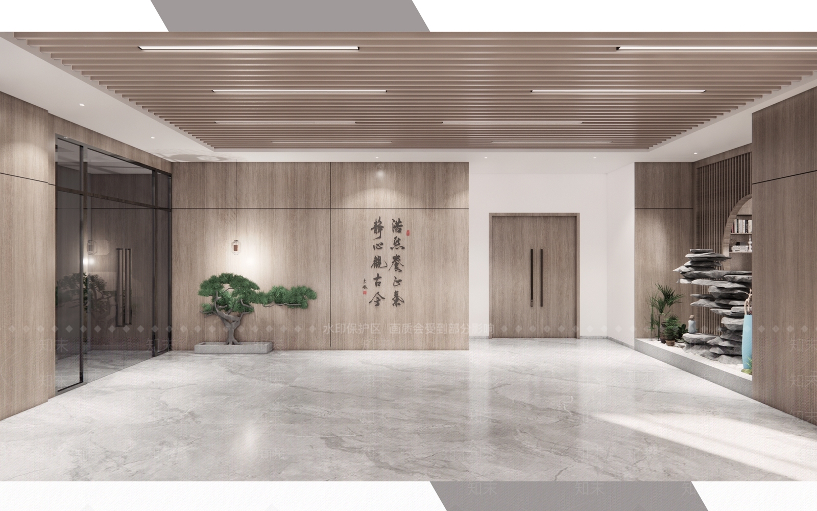 现代民宿大堂SU模型下载【ID:1222309370】