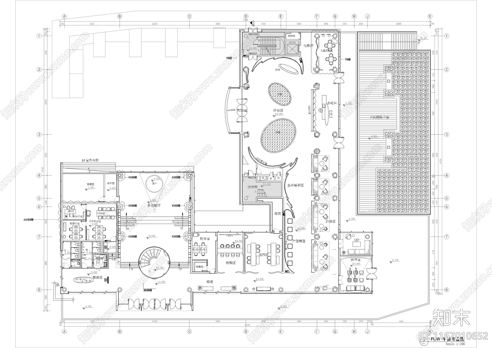 现代售楼处cad施工图下载【ID:1167010652】