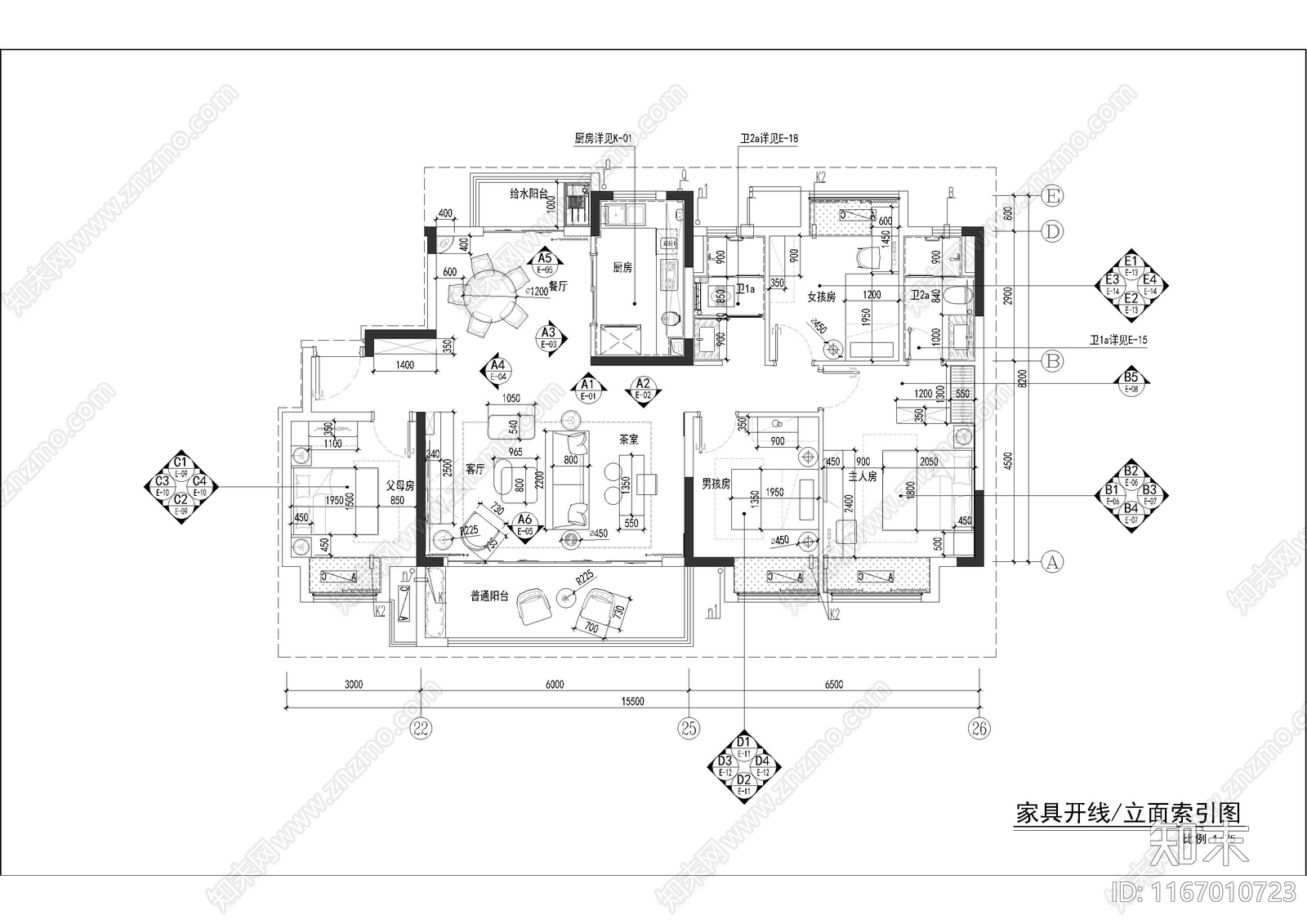 中式整体家装空间cad施工图下载【ID:1167010723】