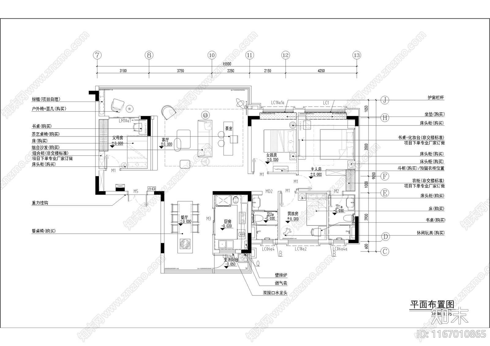 中式整体家装空间cad施工图下载【ID:1167010865】