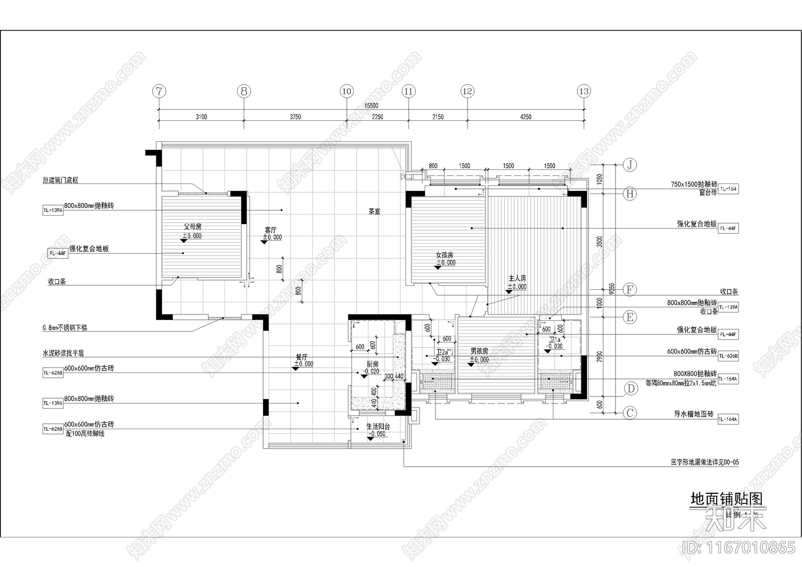 中式整体家装空间cad施工图下载【ID:1167010865】